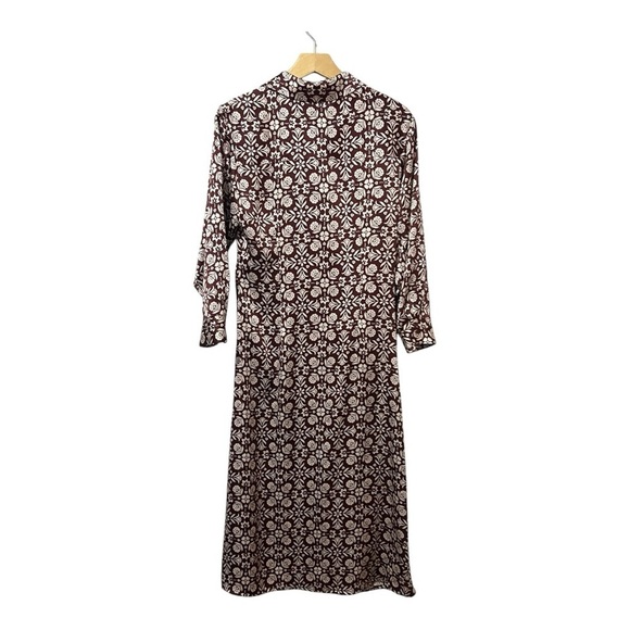 MNG Mango Flowy Flower Dress Size Small Women's Maroon - Picture 3 of 8